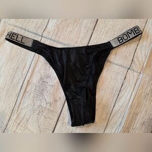 Victoria's Secret Size Medium Bombshell Bling Black Strap Brazilian Very Sexy